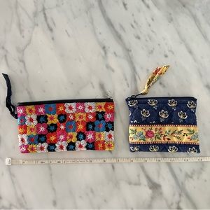 Two bag set: Embroidered flower grid bag / Vera Bradley pouch